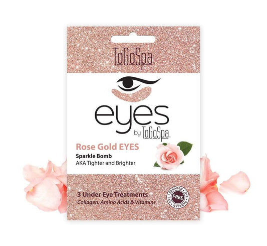 Rose Gold EYES, Under Eye Repair | Micro-Infused Clean Collagen Gel Masks with Hyaluronic Acid, Aloe Vera, Vitamins C & E, Rose and 24k Nano Gold to Tighten and Brighten Saggy Eyes - 3 pack